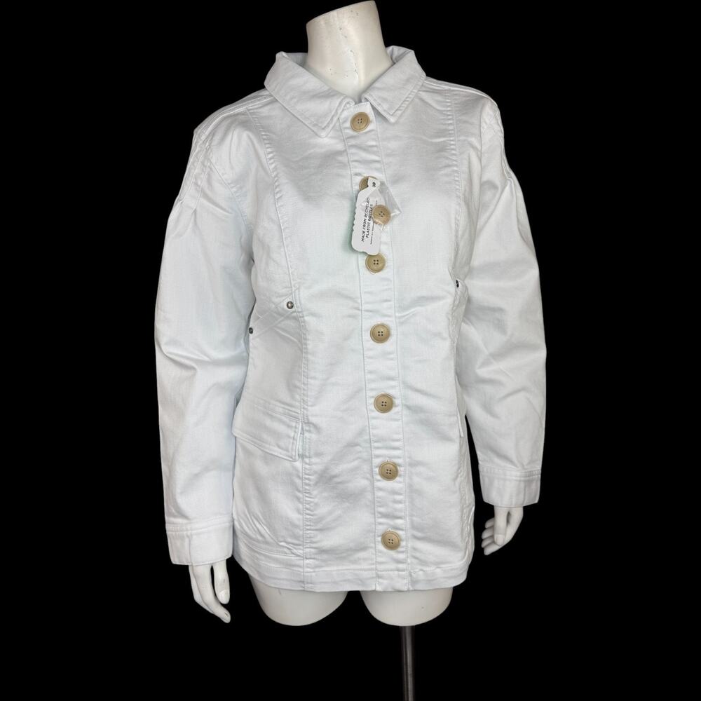 Anybody Stretch Twill Utility Jacket with‎ Pockets White Medium Petite NWT